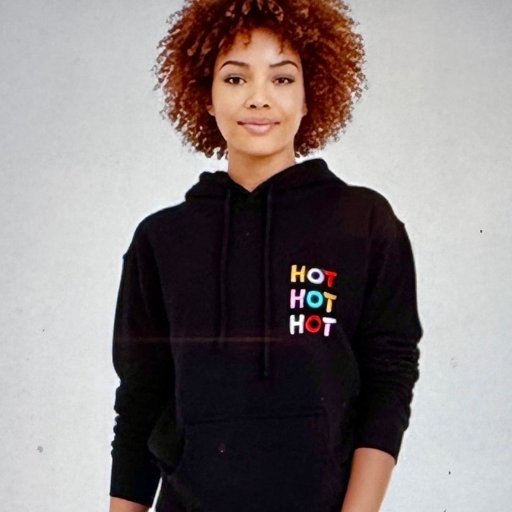 Sub_Urban Riot Women’s Black Long Sleeve Hood Rainbow HOT Sweatshirt Size S NWT